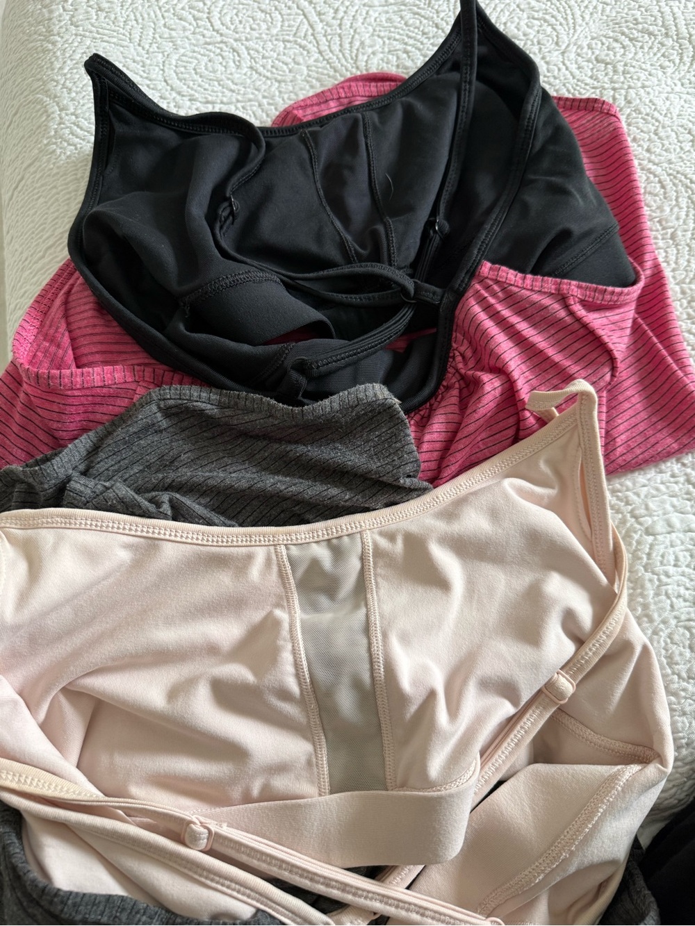Two Calia workout tops - Black/Pink, Gray/Ballet pink